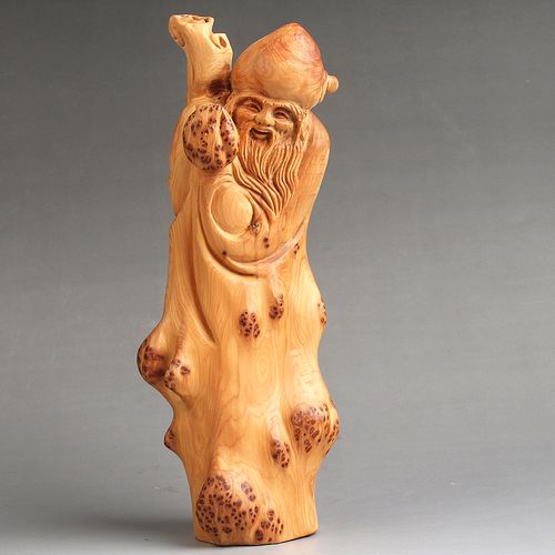 木雕老寿星太行崖柏摆件瘤疤寿星雕刻木雕工工艺品木雕